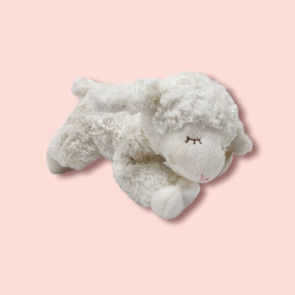 Fluffy Soft Little White LAMB Sleeping 10" Stuffed Animal Baby Gund Winky Rattle - Picture 2 of 8